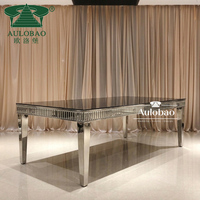 Mobilier d'hôtel argenté acier inoxydable vente en gros restaurant table à manger 6 places