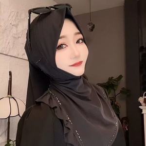 Voile musulman à bord festonné / Hijab à enfiler - Dernière conception, <span class=keywords><strong>tissu</strong></span> respirant - Product Image 4