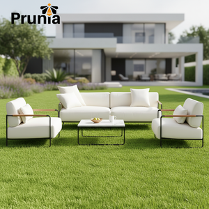 <span class=keywords><strong>Set</strong></span> Divano Moderno <span class=keywords><strong>da</strong></span> <span class=keywords><strong>Esterno</strong></span> in Alluminio Bianco con Cuscini Impermeabili per Giardino e Cortile - Product Image 1