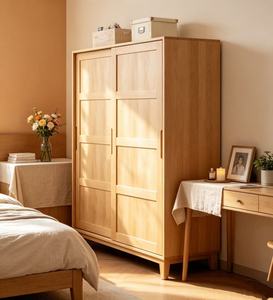 Armoire scandinave moderne de luxe en bois avec portes battantes style Shaker, meuble de rangement polyvalent autoportant et durable pour chambre à coucher - Product Image 3