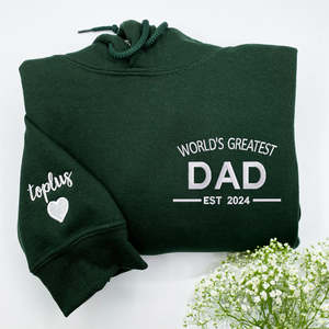 Felpa da papà più grande del mondo o regalo con cappuccio ricamato con nomi personalizzati o anni in tinta unita Jersey invernale traspirante Unisex - Product Image 3