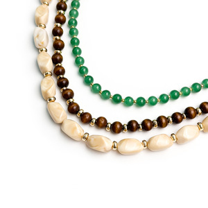 Factory Wholesale Retro Three Strands Beaded <b>Bag</b> Chain Green Jade Wood Bead Pearl <b>Charm</b> Luxury Handbag Hanging Ornament Stock - Product Image 3