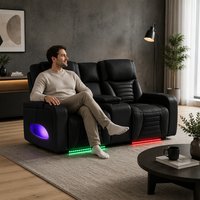 Canapé inclinable électrique Frank Luxury Eco Leather avec haut-parleur Bluetooth pour salle de cinéma maison