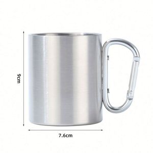 Tasse à café portable en acier inoxydable à double paroi de 220 ml et 300 ml pour la randonnée, le camping et les voyages, avec mousqueton et poignée - Product Image 6