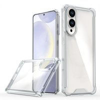 Étuis de téléphone portable transparents en acrylique dur transparent pour Samsung Galaxy S25 S24 Plus Ultra FE TPU Edge Anti couverture arrière jaune