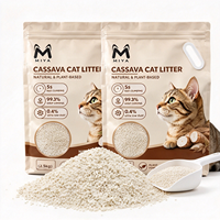 Litière pour chat à base de manioc, faible teneur en poussière, agglomération rapide, contrôle des odeurs, formule personnalisée, marque privée, parfumée ou non parfumée, articles pour animaux de compagnie