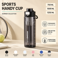 Bouteille d'eau HOOMEY Tritan 1250 ml grande capacité avec paille, bouchon à double ouverture, anti-fuite, pour sport, gym, hommes, été, extérieur