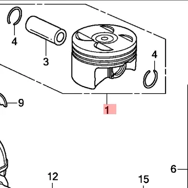 Piston Mesin Kualitas Tinggi 13010-R5A-A10 JJQ untuk CRV RM3 RM4 2012-2014