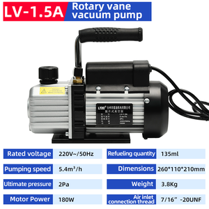 Alta 5,4 m3/h elettrico monostadio Mini rotativa pompa a vuoto HVAC AC a doppio stadio per lavori industriali sotto vuoto o riparazione AC - Product Image 2