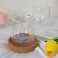 Vente en gros de porte-bougies en verre à double paroi transparents, résistants à la chaleur, faits à la main, de luxe, 200 ml et 400 ml, et pots à bougies parfumées