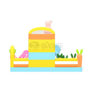 Château gonflable géant WOLONG 10x8x5m, motif lapin mignon, avec toboggan et parcours d'obstacles, capacité supérieure à 500 kg, en PVC commercial pour l'extérieur, pour enfants - Product Image 6