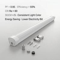 Lumière LED étanche Tri-Proof 150 cm 5 pieds 60 W IP67 IK10 Haute luminosité 50000H Étanche à la poussière Montage en surface Éclairage commercial pour garage