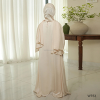 Robe Abaya pour enfant en tissu de soie crêpe de haute qualité, vêtements islamiques, 2 pièces, robe Abaya musulmane avec foulard hijab
