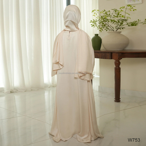 Abito Abaya per Bambini in Tessuto Crepe di Seta di Alta Qualità, <span class=keywords><strong>Abbigliamento</strong></span> Islamico in 2 Pezzi con Hijab - Product Image 6