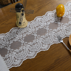Runner da Tavola Rettangolare Bianco in Poliestere con Pizzo Macramè Ricamato, Riutilizzabile, Stile <span class=keywords><strong>Vintage</strong></span> Shabby Chic per Matrimoni e Festività - Product Image 4