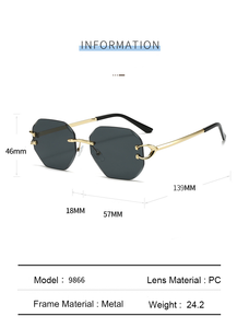Nouvelle Arrivée Lunettes de Soleil de Luxe Unisexe pour Femme, Verres Sans Monture Taillés Diamant, Protection UV400, Design Tendance et Élégant - Product Image 5