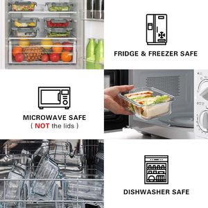 Kitchen Glass Microwavable Airtight Hermetic <b>Lunch</b> <b>Box</b> Set with <b>Stackable</b> Food Grade Containers for Food Storage - Product Image 2