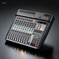 Console de mixage audio numérique professionnelle compacte 12 canaux, construction métallique, égaliseur 3 bandes, alimentation fantôme 48V intégrée pour acoustique