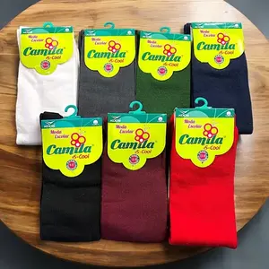Chaussettes d'école pour enfants Camila, en coton respirant, unisexe, couleur unie, printemps automne, usage décontracté - Product Image 4