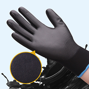 Guantes DE TRABAJO XINGYU con certificado CE, <span class=keywords><strong>PU</strong></span> negro con forro de nailon EN388, seguros para mecánico de jardín, mejora y limpieza del hogar - Product Image 5