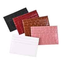 Dompet Kartu Kredit Mini Motif Kulit Buaya Klasik Persegi dari Bahan Kulit PU, Pasokan Pabrik
