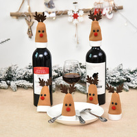 Polar Kumaş Noel Şapkası Xmas Şapka Kılıfı Üst Kaplama Ren Geyiği Mini Noel Baba Şapkası Şarap Şişesi için 2 Renkli Termal Transfer Baskı