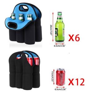 Custom Logo Printed 6 Pack Beer Bottle Holder Sleeve Wine Can Carrier Tote Insulated Neoprene Cooler Bag Beer Bottle Holder - Product Image 4