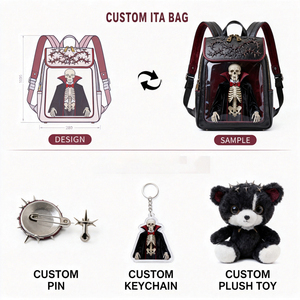 Oem Low Moq Custom Ita <b>Backpack</b> manufacturer Goth Design Transparent Window Pin Display Insert <b>Backpack</b> Comic Convention Bag - Product Image 2
