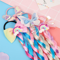 PL doux dessin animé licorne perruque cheveux corde fille bébé nœud papillon tresse tête corde princesse pince à cheveux accessoires