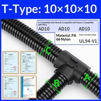 Connecteur en T pour tuyau ondulé en plastique, ignifuge, type T, type Y, attache-câble en nylon PA66, compatible AD7-AD54.5, à extrémité ouverte variable