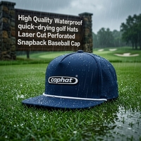 Gorras de Golf Hidrorepelentes con Logotipo Bordado Personalizado OEM, Diseño de Moda, Secado Rápido, Perforadas, de Poliéster, Impermeables, con Cierre a Presión