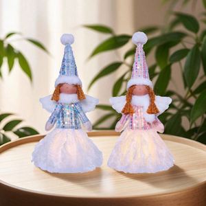 Juego de Figuras de Pareja de Ángeles Navideños - Muñecos con Lentejuelas Luminosas para Decoración Navideña de Ventanas y Hogar, Venta al Por Mayor - Product Image 3