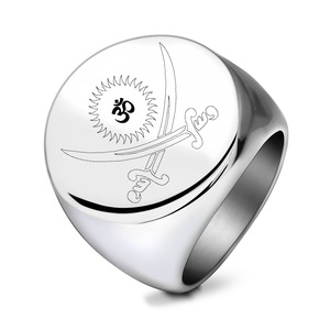 Bague ronde en acier inoxydable 22MM, design épée, bijoux pour homme, usage quotidien, forme géométrique en acier doré - Product Image 5