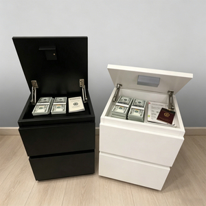 White Hidden Safe <strong>Nightstand</strong> With Electronic Lock and Hydraulic Lift Top 2 Drawer Factory Wholesale - Product Image 3