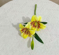 Bunga Lily Sutra 3D Real-Touch 2-Kepala, Bunga Tiruan Populer untuk Pernikahan, Hari Valentine, Paskah, Dekorasi Rumah