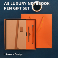 Carnet de notes de luxe A5 80 g/m² avec stylo, logo personnalisé en relief, couverture en cuir PU et acier inoxydable, coffret cadeau du Nouvel An, ensemble cadeau d'affaires