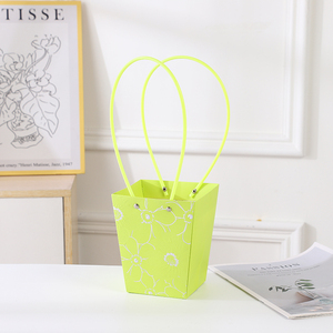 Venta al por mayor AnJia marca moda trapezoidal impermeable tubo de cuero boda arreglo floral bolso Flexiloop mango bolsa de papel - Product Image 5