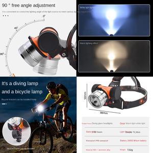 Faro DE BUCEO Waterpoof Head Lantern LED Headlamp Lámpara subacuática Luz Natación Lanterna <span class=keywords><strong>Linterna</strong></span> <span class=keywords><strong>frontal</strong></span> - Product Image 4