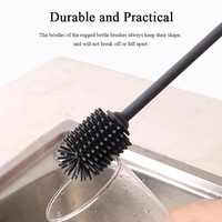 Brosse de nettoyage en silicone à long manche pour tasses et biberons, best-seller transfrontalier, avec conception sans angles morts pour usage domestique
