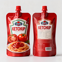 Sachet souple personnalisé pour sauce, thermoscellable, stérilisable, avec bec verseur, pour pâte et ketchup tomate