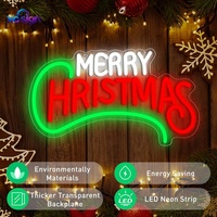 Panneau néon LED Joyeux Noël 3D, une couleur, alimenté par USB, à suspendre au mur, commande manuelle, décoration de Noël pour fête, chambre à coucher, vacances