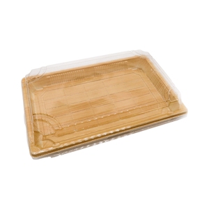 Food Grade Eco Friendly Disposable Sushi Box Packaging Plastic Wooden Printing Sushi Togo Container