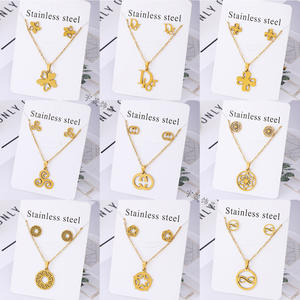 Conjunto de Collar y Aretes de Acero Inoxidable con Diseño Redondo Infinito Chapado en Oro de 18K, Regalo de Boda para Mujer, Estilo Cristiano - Product Image 2