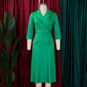Top Quality Design elegante Double-breted Business blazer Dress bel <span class=keywords><strong>verde</strong></span> ufficio abiti da carriera - Product Image 6