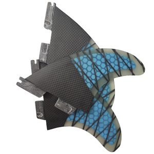Aileron de planche de surf UPSURF, deuxième génération G5, fibre de verre, bleu, ensemble 3 pièces, gauche, centre, droite - Product Image 4