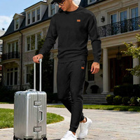 Ensemble de sweat-shirts à col rond décontractés de style américain pour le printemps et l'automne, à texture ample et à blocs de couleur
