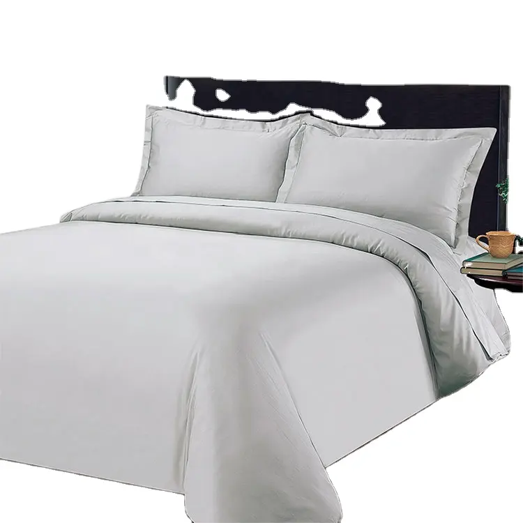 Artigo de roupa de cama de cetim de algodão branco, conjunto de folhas