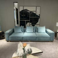 Luxus italienische moderne 4-Sitzer gerade Sofa dunkelgrün Leder Stoff Luxus Wohnzimmer Möbel Set