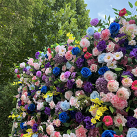 Mur de fleurs artificielles 3D en soie, rose et hortensia, multicolore, écologique, 8x8 pieds, pour décoration de mariage et événements