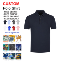 Polo Classique Homme Séchage Rapide 95% Coton Mercerisé 5% Spandex Personnalisable Uniforme Tricoté Foncé Manches Courtes Longues XL